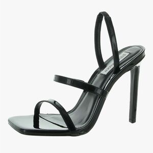 Steve Madden Black Patent Three-Strap Slingback Heels